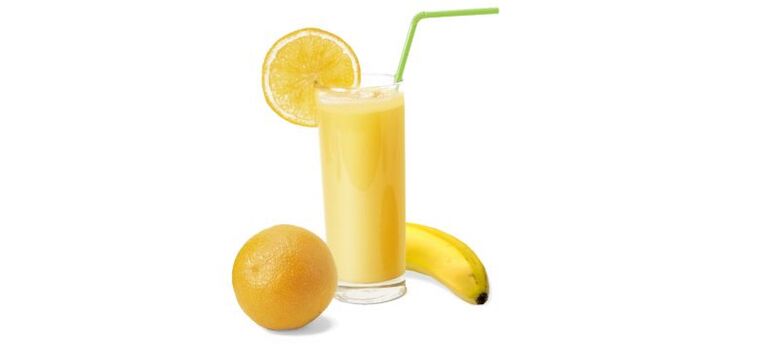 smūtijs ar banānu un apelsīnu dzeršanai diēta